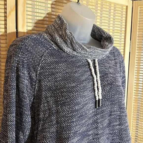 Kensie Performance Drawstring Cowlneck Half Sleeve Sweater Kangaroo Pocket Small - Picture 3 of 16